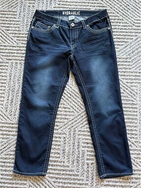 Hydraulic dark-wash cropped denim jeans size 13/14